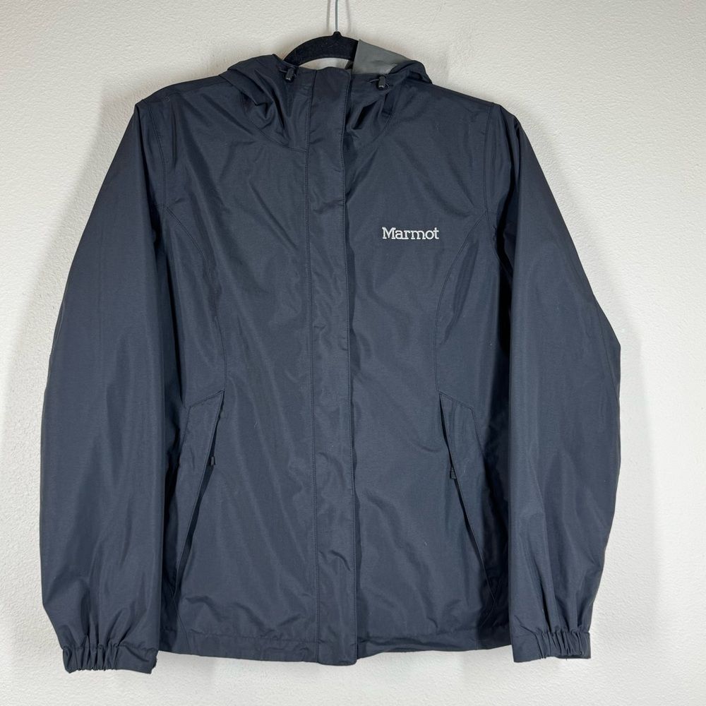 Marmot Women’s Rain Jacket Spring Coat Windbreaker Black Hooded Outdoor Medium